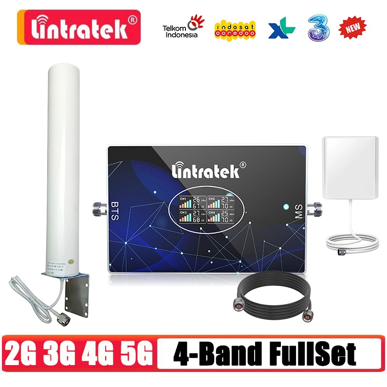Lintratek 4 Band Penguat Sinyal Telepon 850 900 1800 2100MHz 4G Modem Penguat Sinyal GSM 2G 3G 4G Re