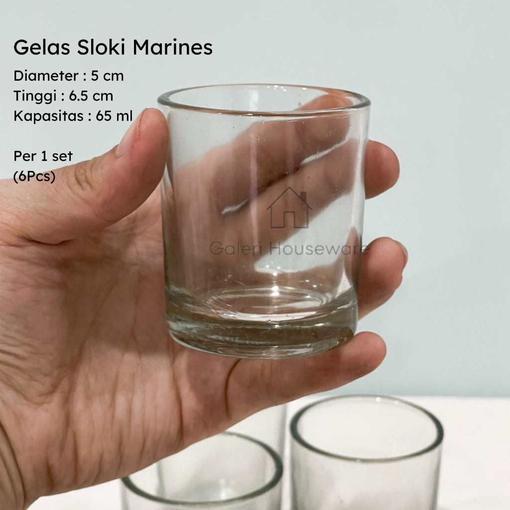 6PCS GELAS SLOKI MARINES SL-03 / GELAS SLOKI SOOJU/ WADAH LILIN / TEMPAT SAMBAL / GELAS KECIL / SLOK