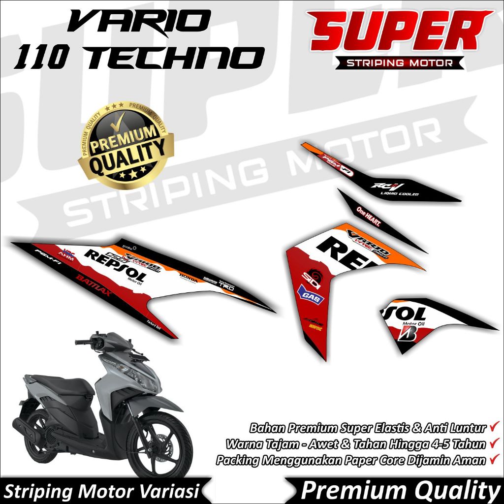 Stiker Vario 110 Techno Anti Luntur keren Striping Vario 110 Techno Striping Honda Vario 110 Techno 