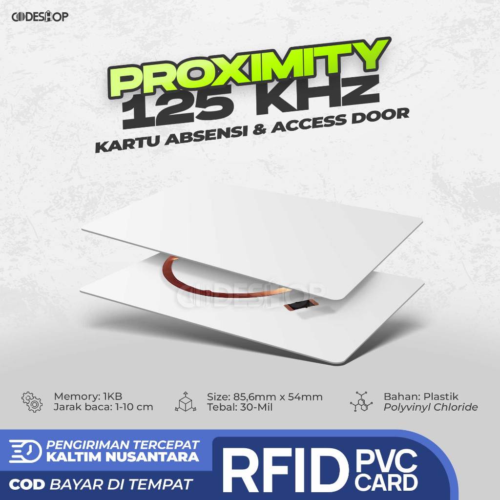 

Kartu RFID Proximity 125 KHz Contactless Smartcard Akses Access Door Read Only ID Card Printer