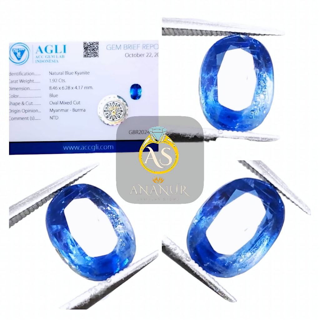 Batu Permata Natural Blue Kyanite Myanmar Burma Plus Memo
