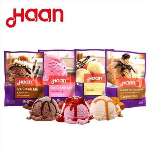 

Haan Tepung Ice Cream Mix Chocolate 90 GR, Vanilla 85 GR , Strawberry 85 GR