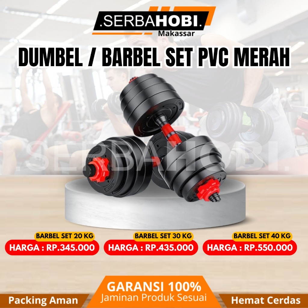 Dumble Dumbell Dumbel Barbel Set Barbel 2 in 1 PVC / Barbel Box Besi / 20kg / 30kg / 40kg / 50kg Ter