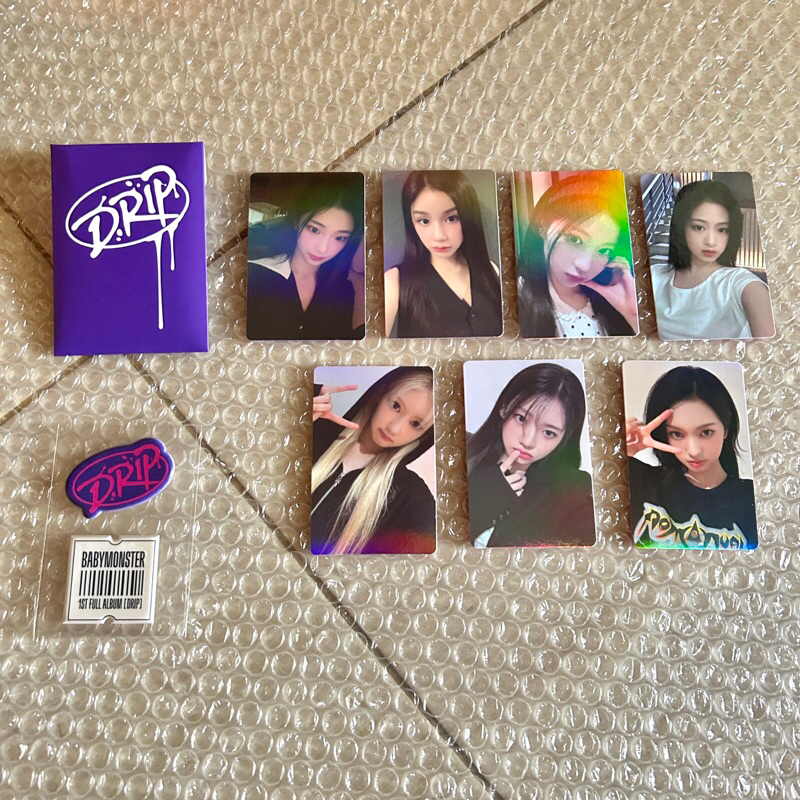 (Baca Deskripsi) BABYMONSTER - Drip Official Photocard Hologram YG TAG First Edition Set Damage