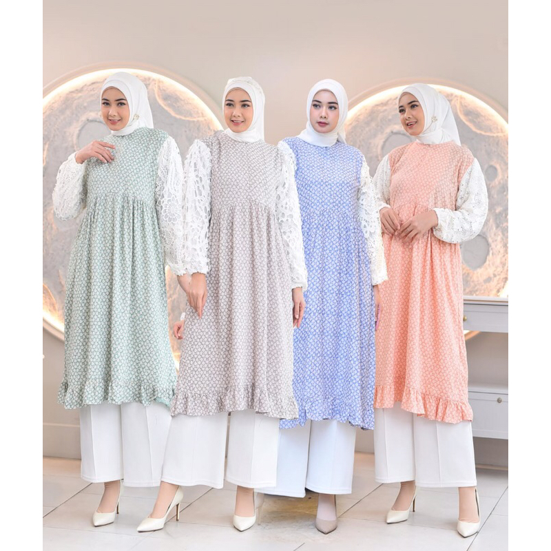 tunik darri tunik premium katun jepang premium toyobo mix bordir kotak mix sulam motif semi sutra im