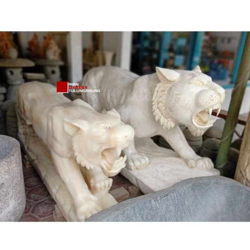Patung Macan batu marmer + batu onyx ukuran super besar Tulungagung