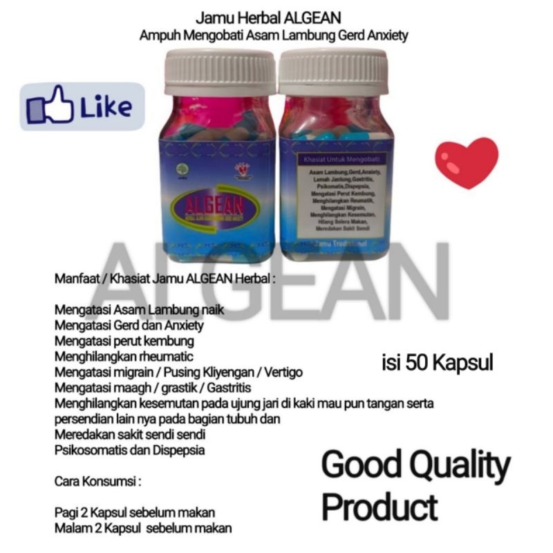

HERBAL ALGEAN ASAM LAMBUNG JANTUNG GERD ANXIETY Kapsul isi 50