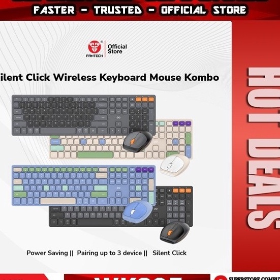 Bonuskan FANTECH Combo 2in1 Keyboard Mouse Wireless Fantech GO POP Series WK895