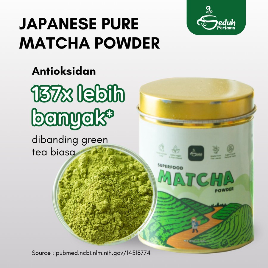 

Matcha Powder 100g Japan Pure Matcha Powder Japanese Matcha kemasan tin 100g