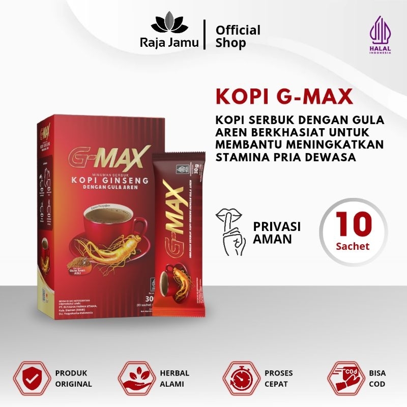 

Kopi G MAX Original Kopi Stamina Pria Kuat Tahan Lama Herbal | Gmax Coffee Ginseng Dengan Gula Aren