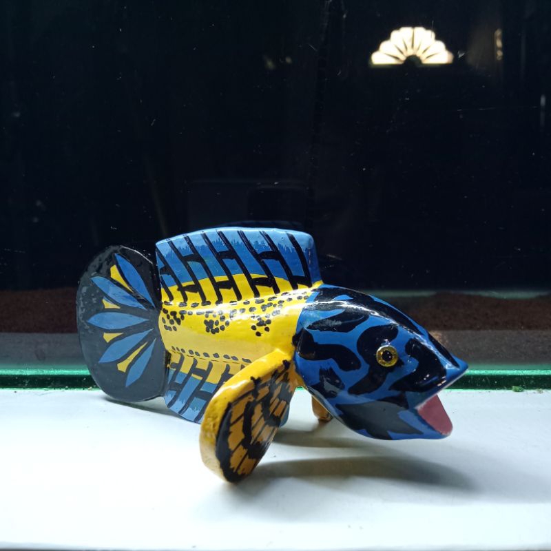 Patung Mangap Channa Auranti, Maru YS, BARCA 10 cm| Full kayu