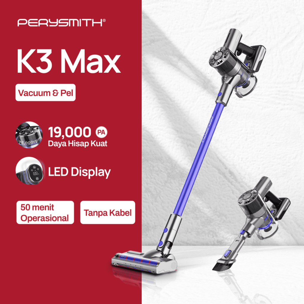 PerySmith K3 Max Cordless Vacuum Cleaner Home Penyedot Debu Tanpa Kabel Wireless Pembersih Debu Hand