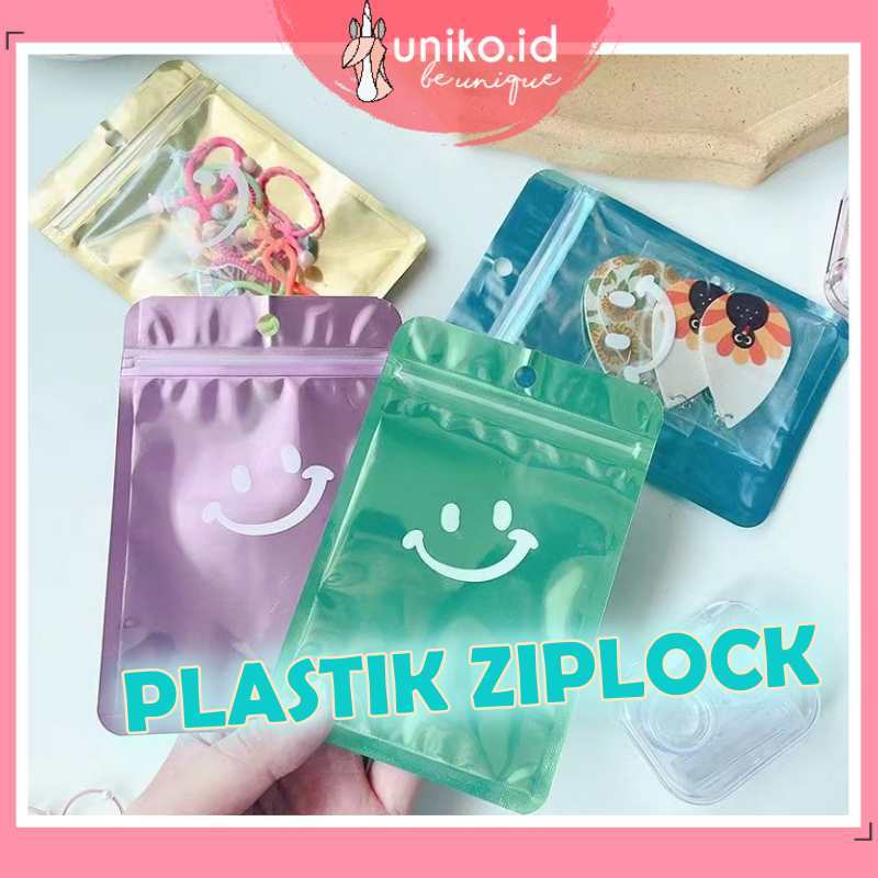 

UNIKO.ID PLASTIK OPP SOUVENIR AKSESORIS KLIP ZIPPER ZIPLOCK BENING WARNA / ZIPLOCK SMILEY