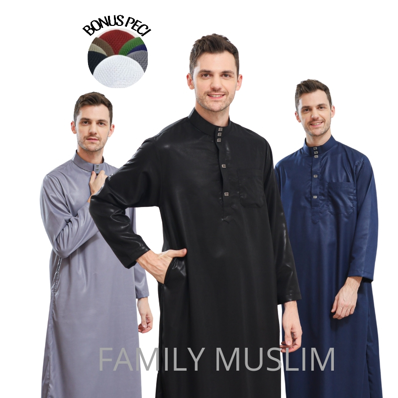 Jubah DUBAI gamis jubah pria dewasa dan remaja lengan panjang polos new motif terbaru premium jubah