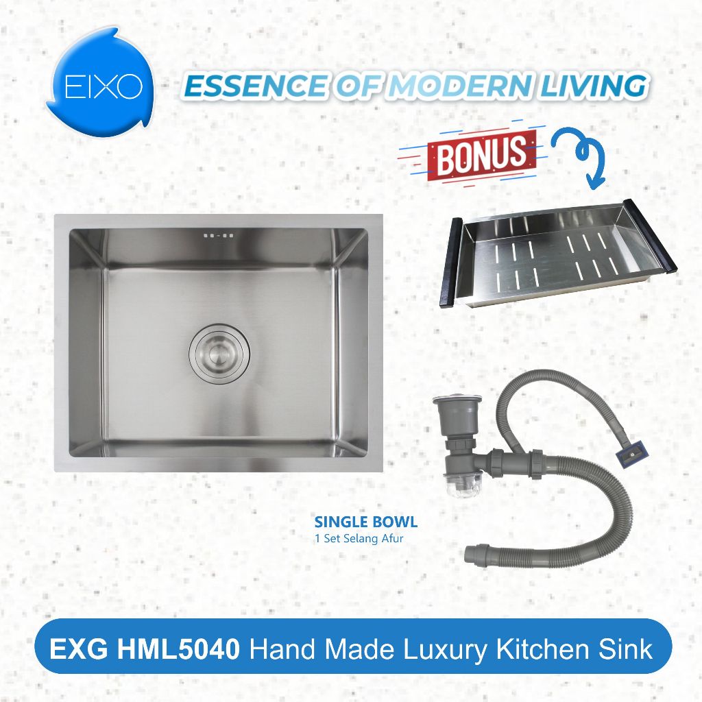 Wastafel Sink Bak Cuci Piring Stainless Minimalis 1 Lubang EIXO Global EXG HML5040