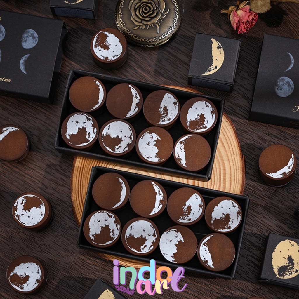 

(IAS) Satuan Wooden Stamp Moon Phase Full Moon Stempel Kayu Bulan Set Fase Bulan