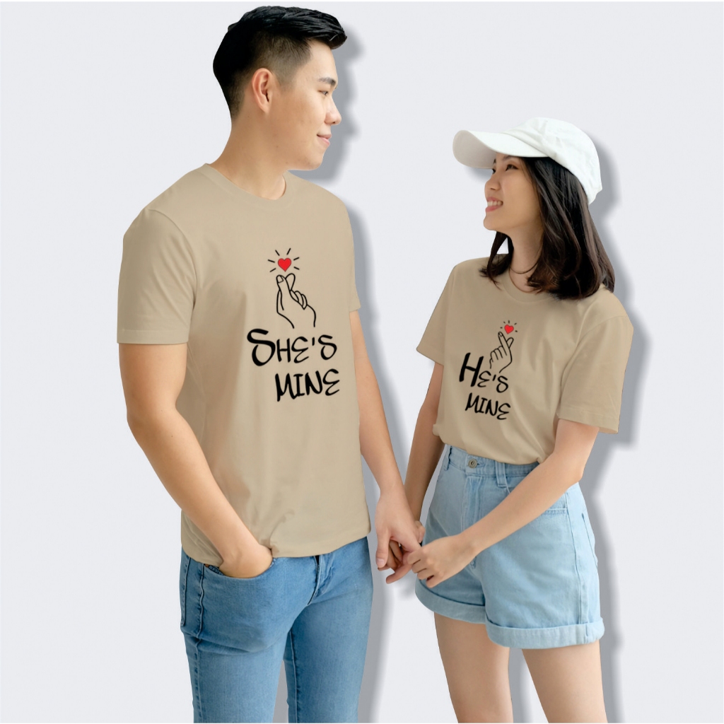 Baju Kaos Distro Pasangan Couple She's Mine He's Mine Pendek