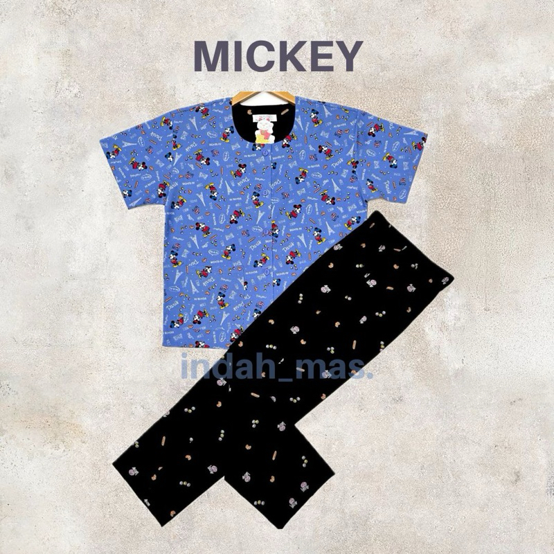 Piyama Niqta “Mickey in Paris” tangan pendek celana panjang