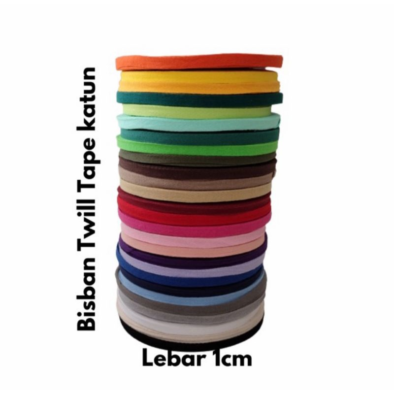 

1 Rol Colorful Bisban twill tape katun lebar 1cm panjang 50 yard