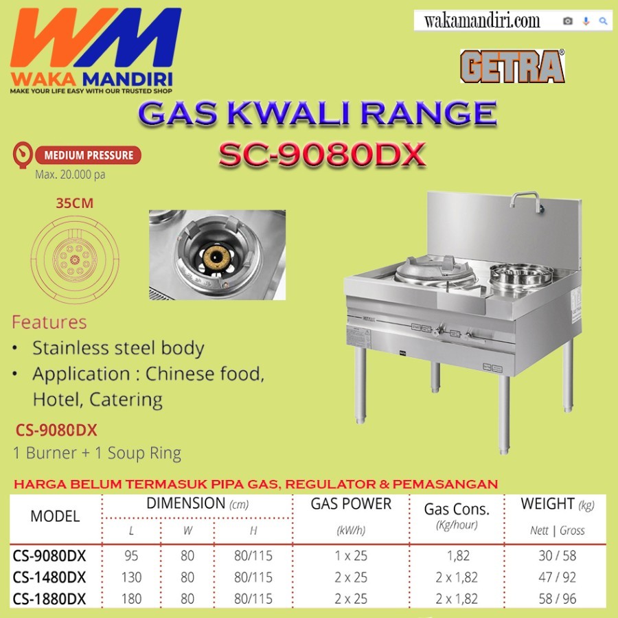 KWALI RANGE GETRA CS 9080DX KOMPOR 1 BURNER 1 SOUP MEDIUM CS 9080