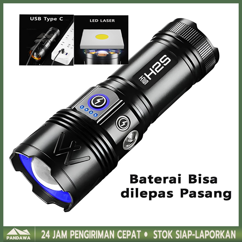Senter Zoom In Out B55 2200lumens Flashlight Side Lamp