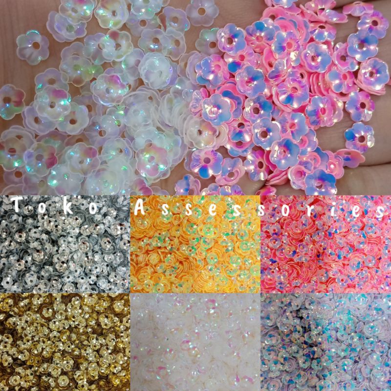 payet mangkok 6mm | manik Payet piring bunga | Payet ramboci bunga | ramboci flower | Payet piring b