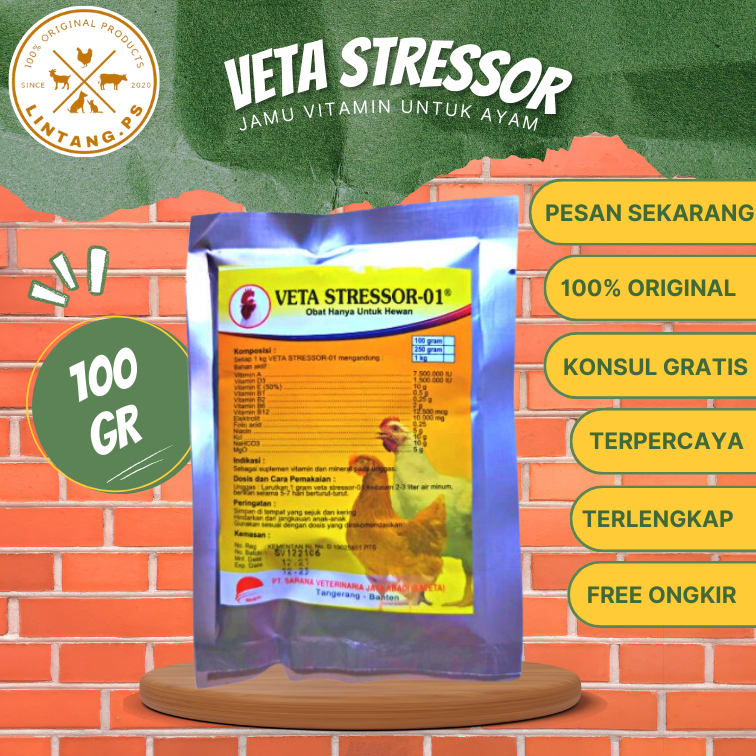 Veta Stressor 100 gr - Jamu Ayam Bubuk - Vitamin Ayam Bubuk - Jamu Ayam Petelur - Jamu Ayam Broiler