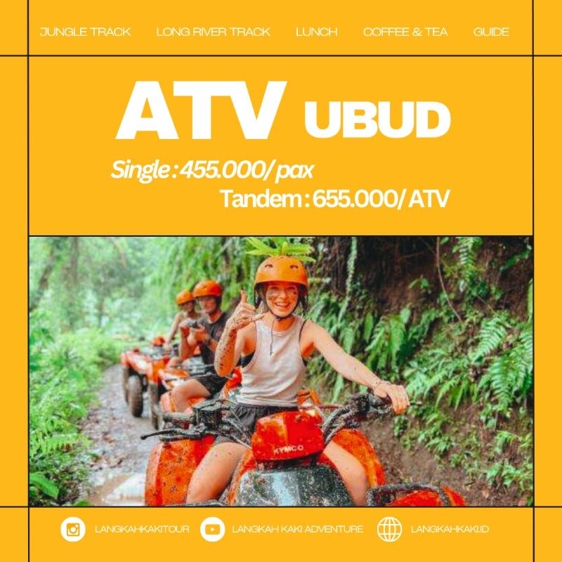BOOKING AKTIVITAS ATV ADVENTURE IN UBUD BALI BY LANGKAH KAKI | ATV 1 JAM UBUD. ATV SINGLE DAN TANDEM