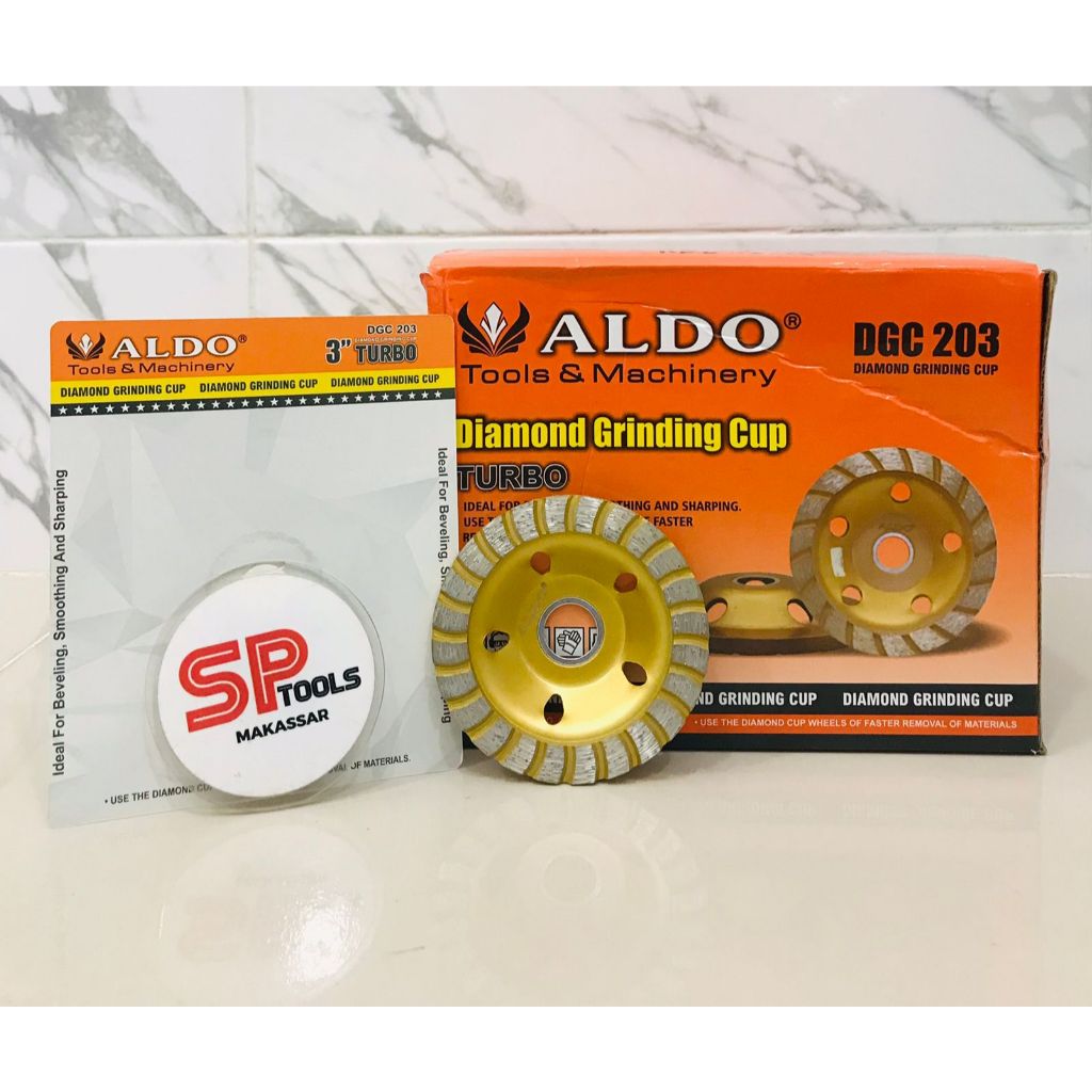 DIAMOND GRINDING CUP WHEEL BATU GERINDA AMPLAS TEMBOK DINDING / BEVEL 3" 3 INCH TURBO ALDO DGC 203