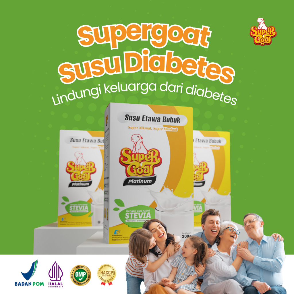 

Supergoat Susu Kambing Etawa Bubuk Platinum Stevia Isi 1 Box Pilihan Sehat untuk Diabetes