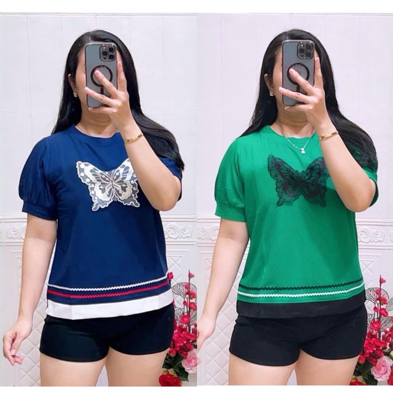 Foria 583 top atasan kaos wanita korea hijau natal