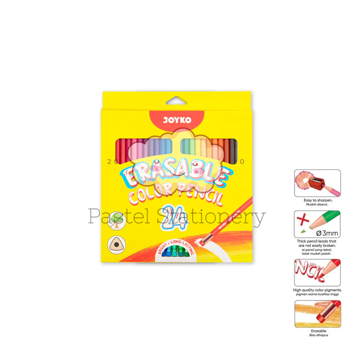 

Pensil Warna Bisa Dihapus Joyko 24 Warna CP-0130-24 - Erasable Color Pencil Triangle Grip