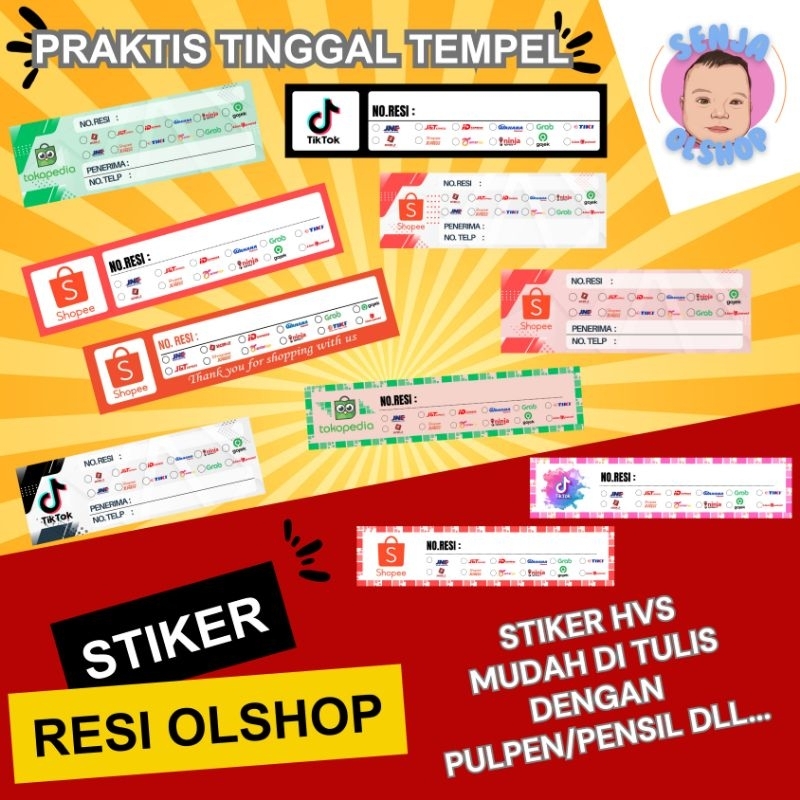 

STIKER RESI PENGIRIMAN OLSHOP / LABEL PAKET OLSHOP / RESI OLSHOP ( ISI 100 )