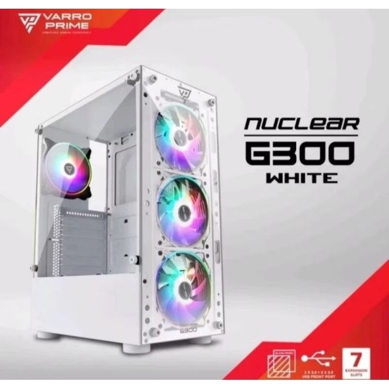 CASING GAMING VARRO NUCLEAR G300 WHITE + FREE 3 FAN