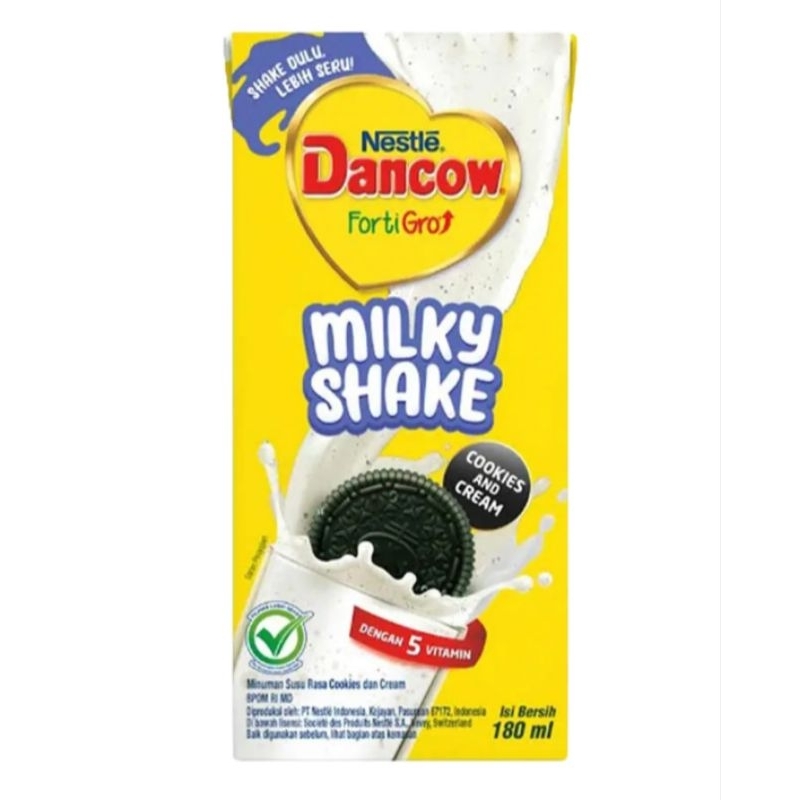 

Nestle Dancow FortiGro Milkyshake Cookies and Cream UHT 180 ml susu kotak