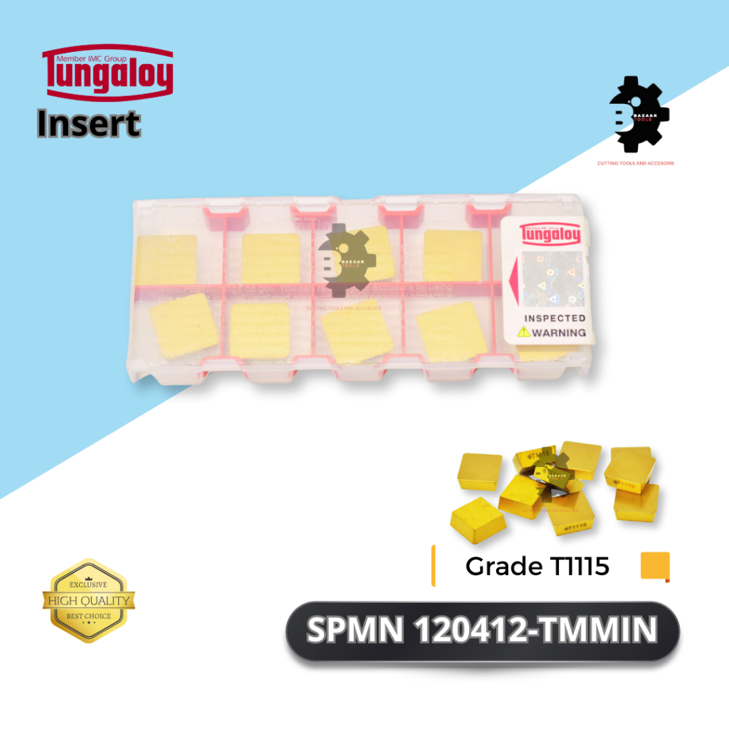 Insert SPMN 120412-TMMIN Grade T1115 -Merk TUNGALOY-Pahat Bubut-Baru-Original-Pahat Kupas-Mata Pisau