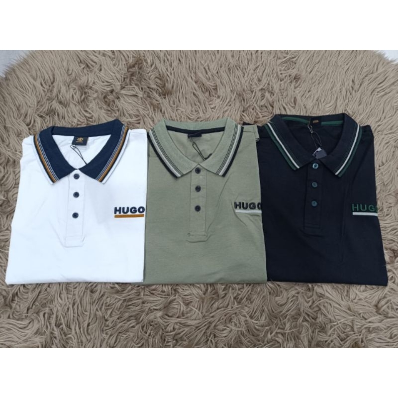 READY KAOS KERAH COWOK HUGO SELECTION ORIGINAL SPANDEK PREMIUM JUMBO