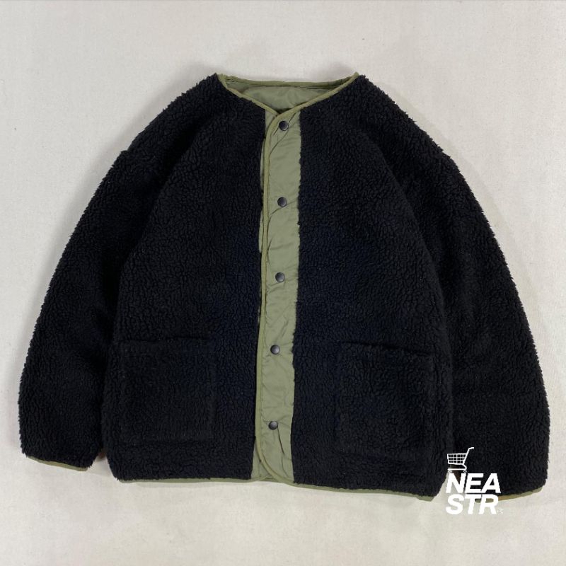 Jaket Sherpa Black Green