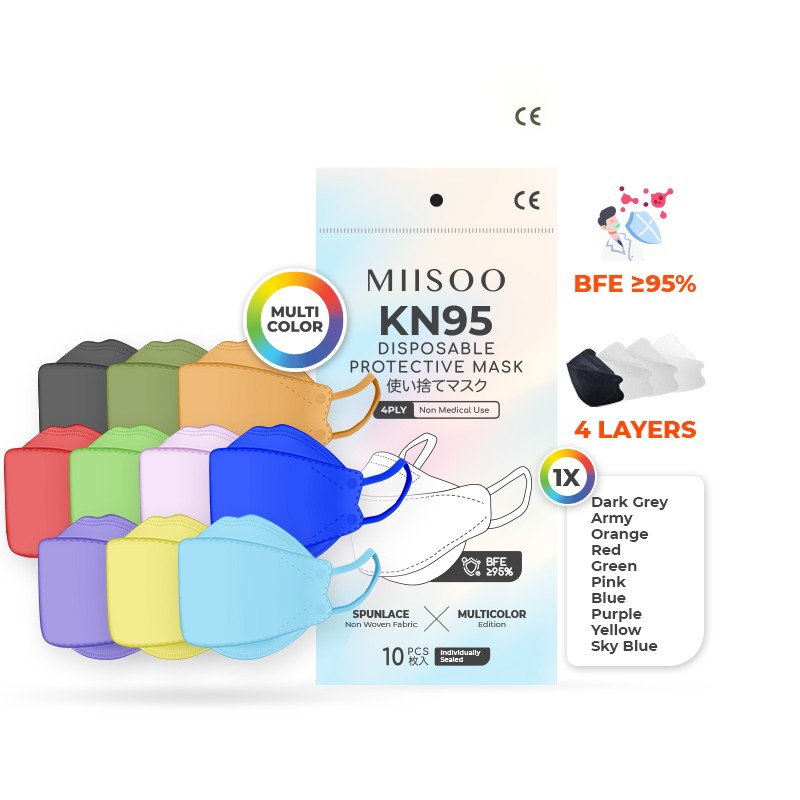 HOKO Disposable Mask EVO KF94 Multi Color N95 KN95 BFE 95% Masker Kesehatan 4ply Masker wajah IZIN B