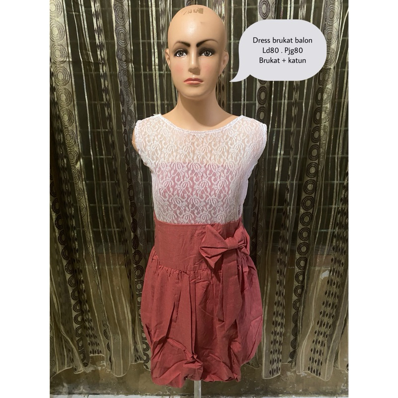 baju preloved  dress brukat balon