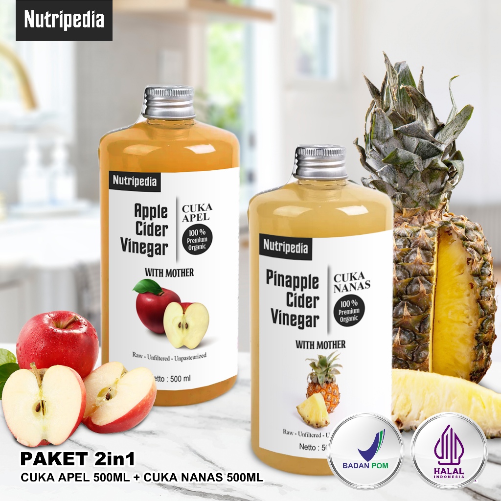 

Nutripedia - Paket Hemat 2in1 Cuka Apel 500ml Dan Cuka Nanas 500ml