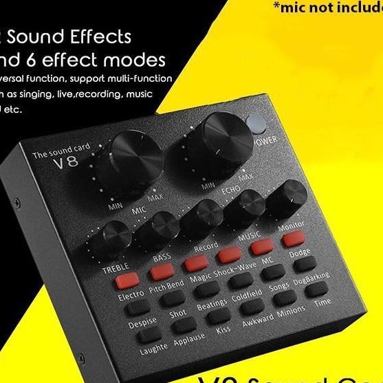 Khusus SOUNDCARD V8 PLUS LENGKAP MIC V8 SOUND CARD WITH BM8 MICROPHONE LIVE BROADCAST EQUIPMENT FULL