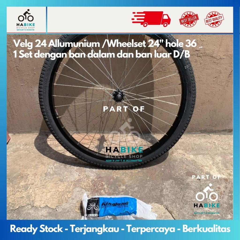 Velg Alumunium Jadi 1 Set Dengan Ban Luar Dalam Ukuran 24 X 1.75/2.125" Wheelset 24" Alloy fullset S