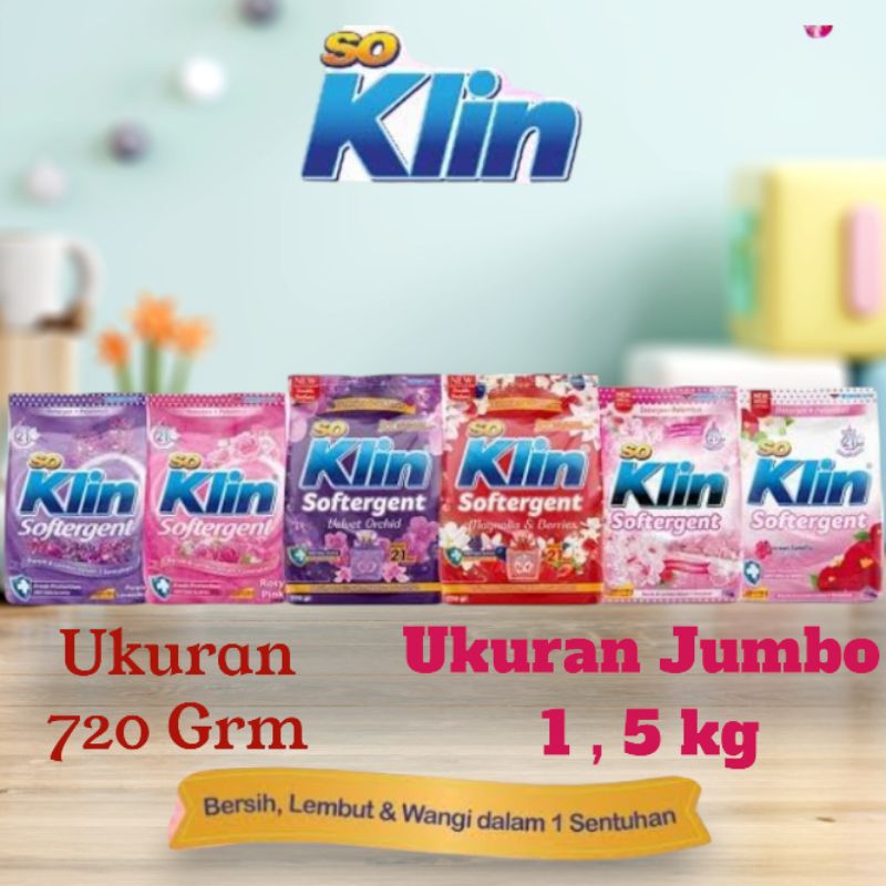 >>PROMO<< SO KLIN DETERGENT BUBUK JUMBO 1,5KG / 720gr