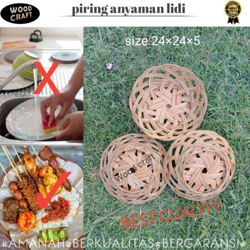 piring anyaman lidi isi10pcs grosir piring anyaman rotan piring lesehan tempat makan anyaman parcel