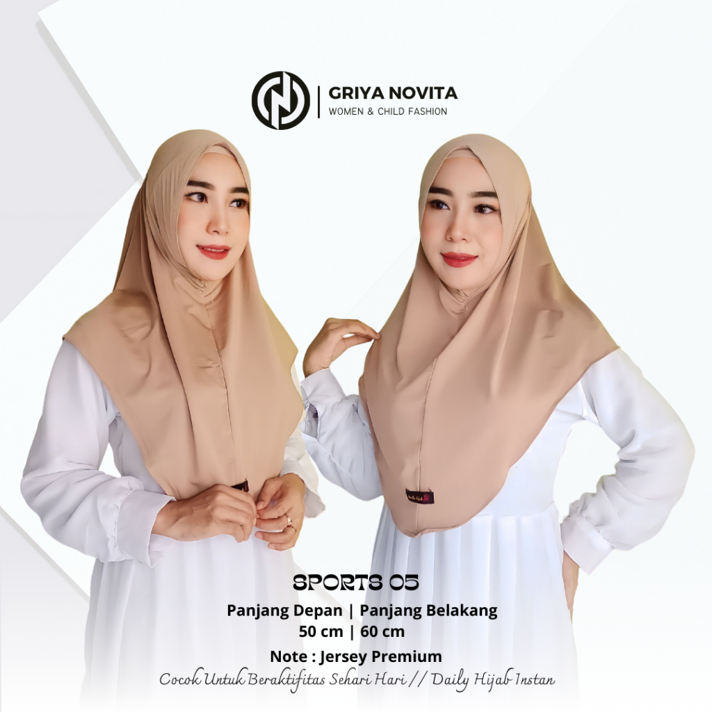 Kerudung SPORTS 05 / Hijab Sports/ Hijab Instan Sports/ Hijab Jersey By Novita Hijab