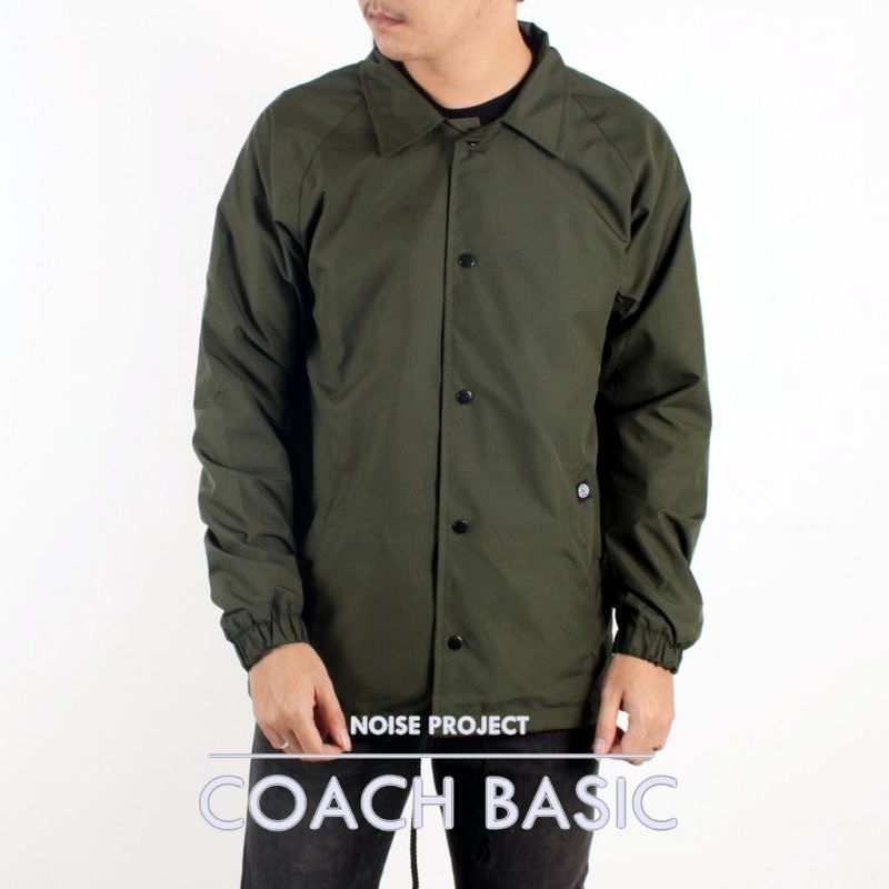JAKET COACH BASIC ORIGINAL POLOS WATERPROOF WARNA HIJAU ARMY UNISEX PRIA DAN WANITA M-XXL