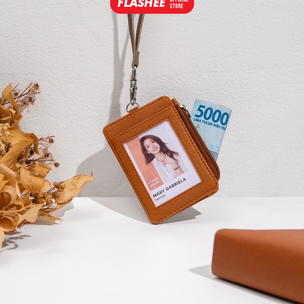 

Promo Terbatas Flashee Lanyard Resleting Name Tag Seleting Riley Lanyard ID Card Holder Kulit Termurah PU Leather