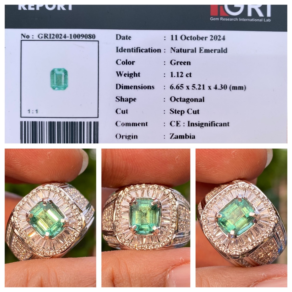 Natural  1.12ct emerald beryl zamrud zambia insignificant