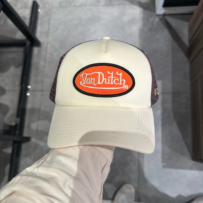 Topi Trucker Cap Von Dutch Cream Brown